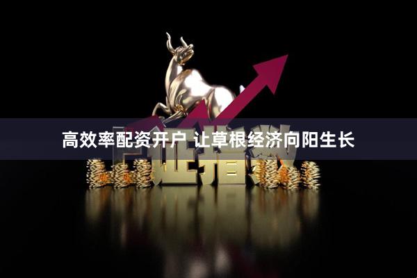 高效率配资开户 让草根经济向阳生长