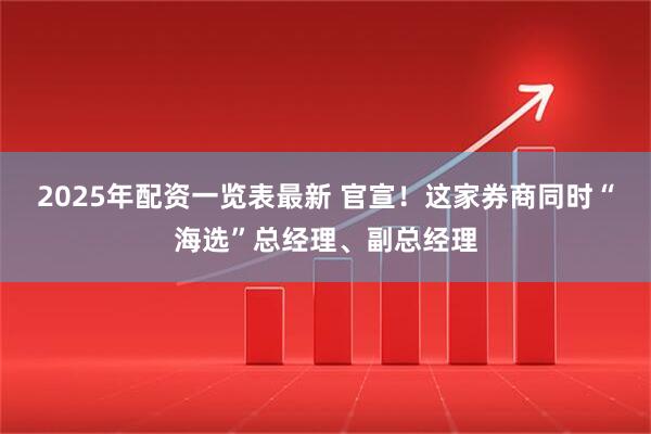 2025年配资一览表最新 官宣！这家券商同时“海选”总经理、副总经理