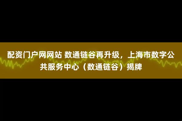 配资门户网网站 数通链谷再升级，上海市数字公共服务中心（数通链谷）揭牌